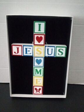 Colorful Block Cross Wall Art - "I ♥ Jesus, Jesus Loves Me"